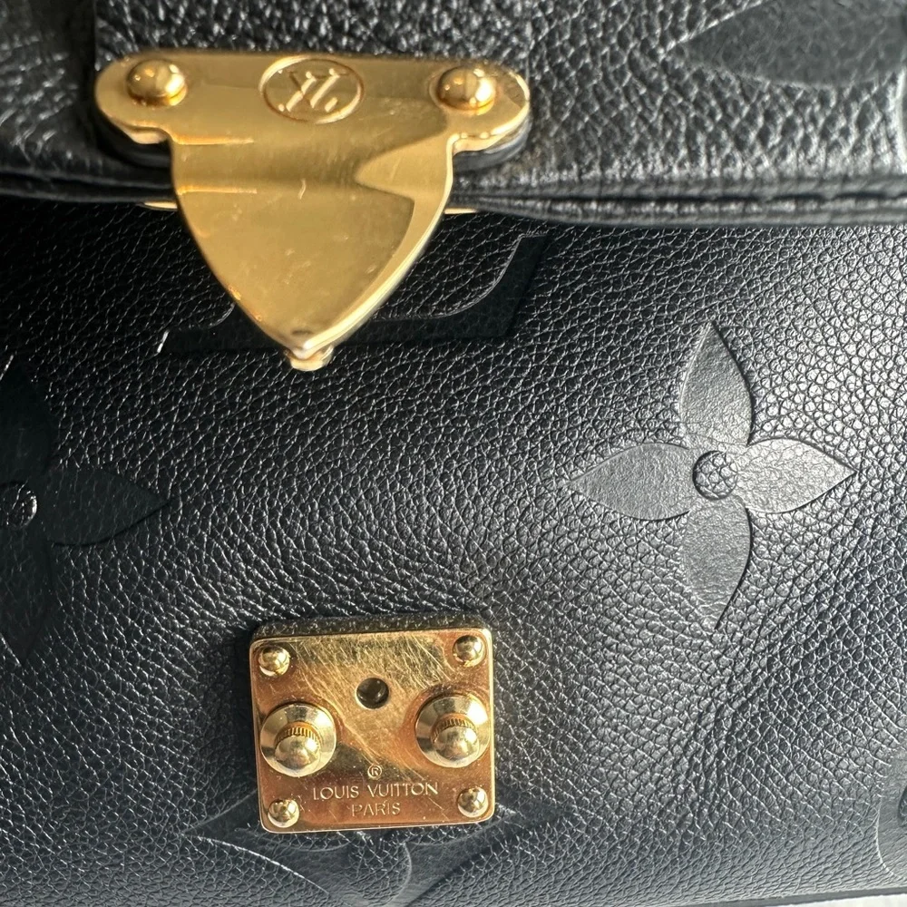 Louis Vuitton Madeleine MM Black Monogram Empreinte Top Handle Satchel Gold - Picture 8 of 12